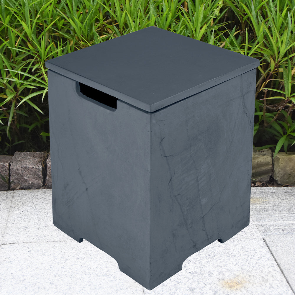 Elementi Plus Square Propane Tank Cover Hideaway Table - Slate Black, 15.9 x 15.9 x 20.5 Inches