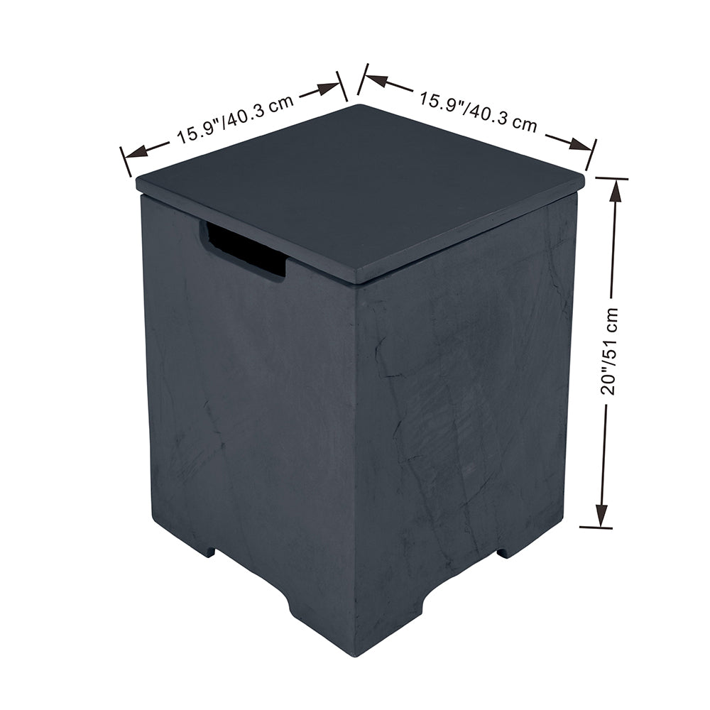 Elementi Plus Square Propane Tank Cover Hideaway Table - Slate Black, 15.9 x 15.9 x 20.5 Inches