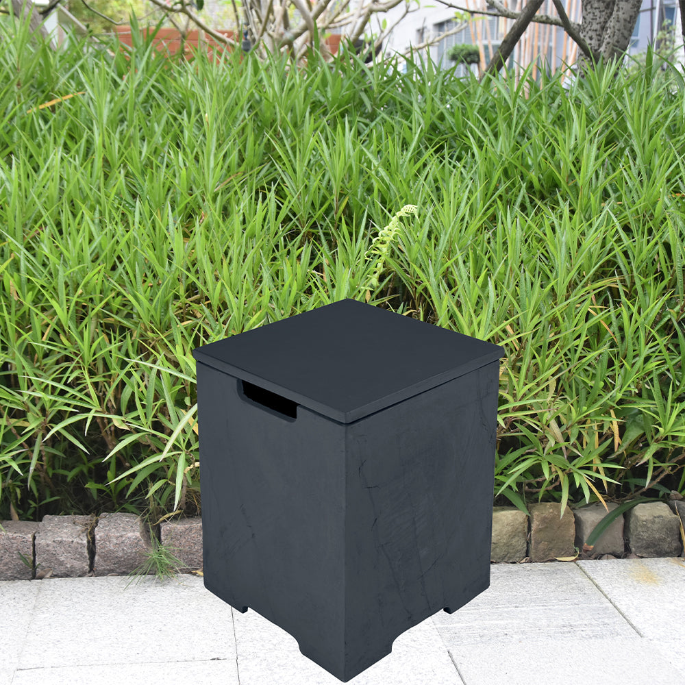 Elementi Plus Square Propane Tank Cover Hideaway Table - Slate Black, 15.9 x 15.9 x 20.5 Inches