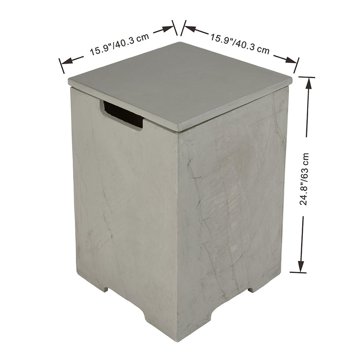 Elementi Plus Square Propane Tank Cover Hideaway Table - Space Grey, 15.9 x 15.9 x 24.9 Inches