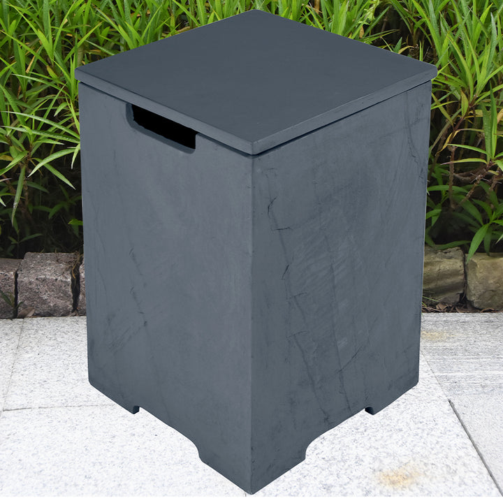 Elementi Plus Square Propane Tank Cover Hideaway Table - Slate Black, 15.9 x 15.9 x 24.9 Inches