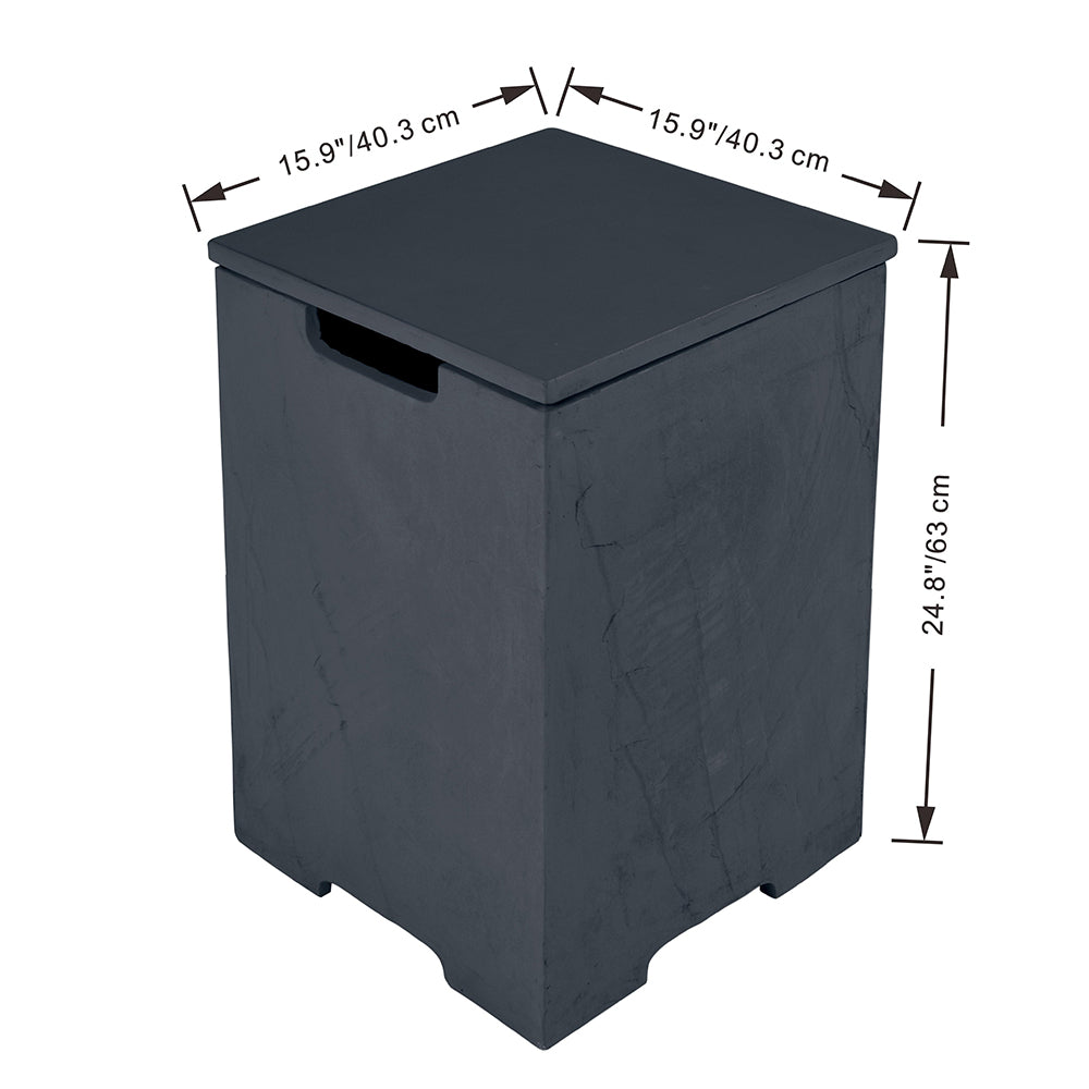 Elementi Plus Square Propane Tank Cover Hideaway Table - Slate Black, 15.9 x 15.9 x 24.9 Inches