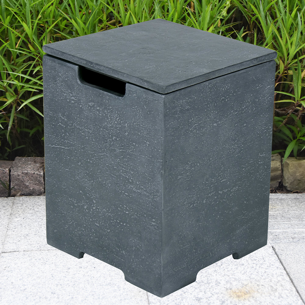 Elementi Plus Square Propane Tank Cover Hideaway Table - Dark Grey, 15.7 x 15.7 x 20.5 Inches