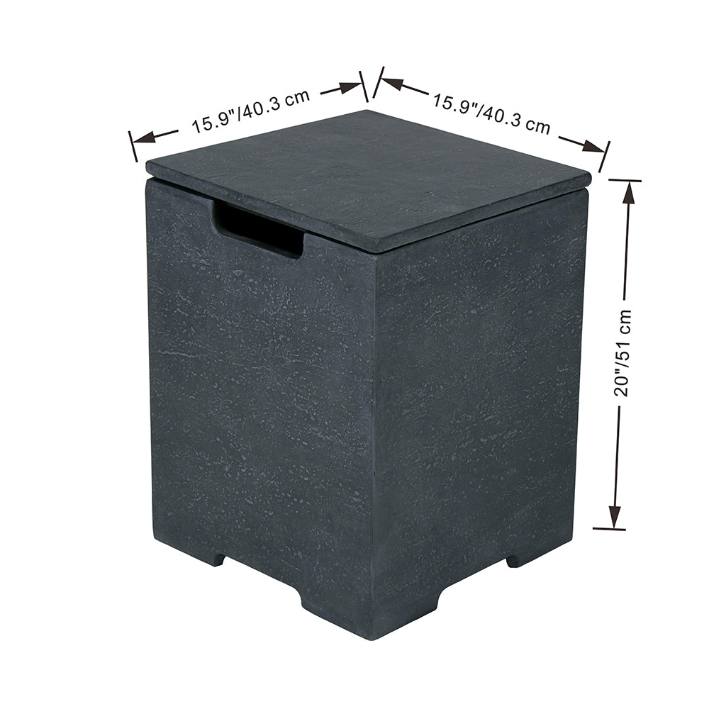 Elementi Plus Square Propane Tank Cover Hideaway Table - Dark Grey, 15.7 x 15.7 x 20.5 Inches