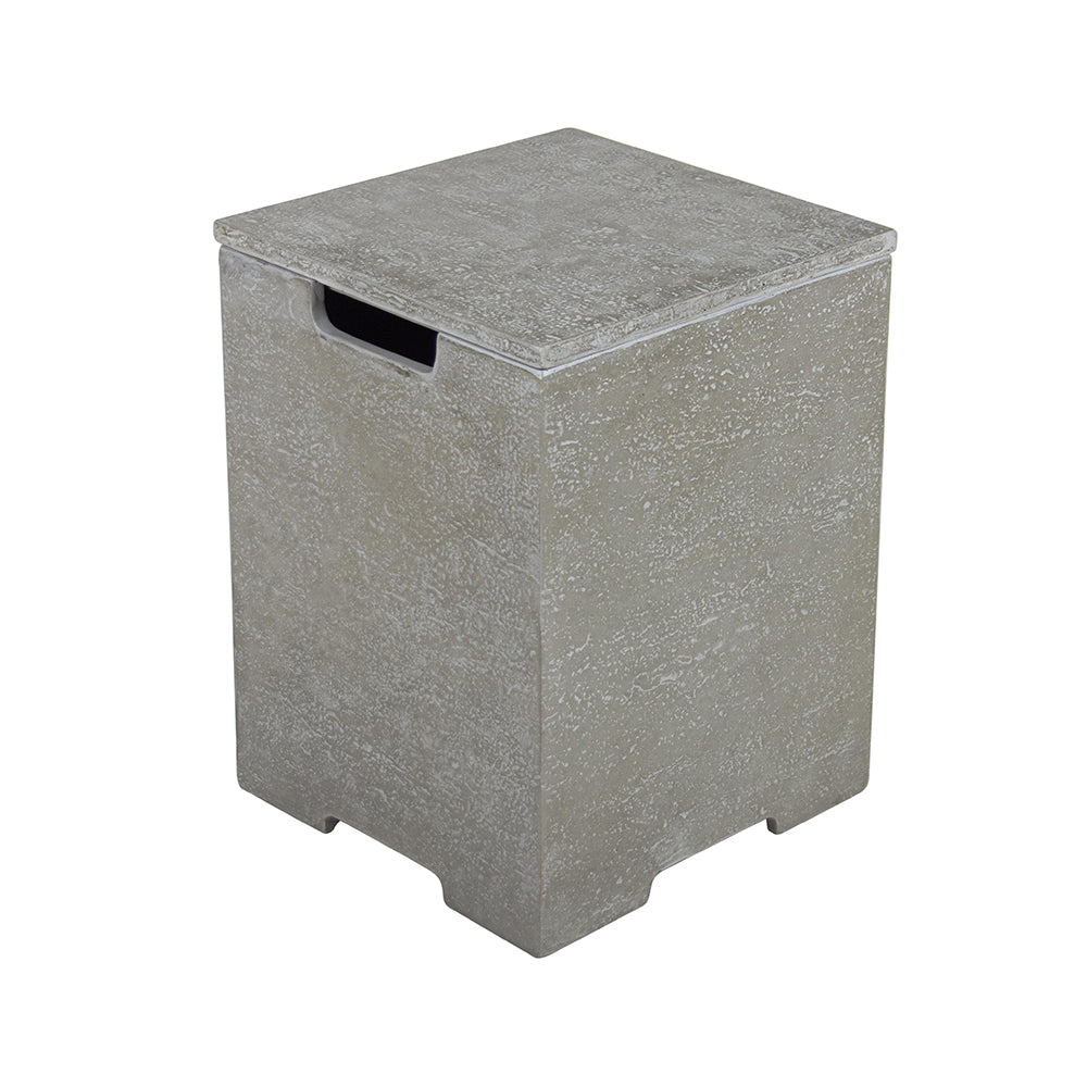 Elementi Plus Square Propane Tank Cover Hideaway Table - Light Grey, 15.7 x 15.7 x 20.5 Inches