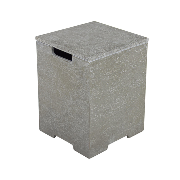 Elementi Plus Square Propane Tank Cover Hideaway Table - Light Grey, 15.7 x 15.7 x 20.5 Inches