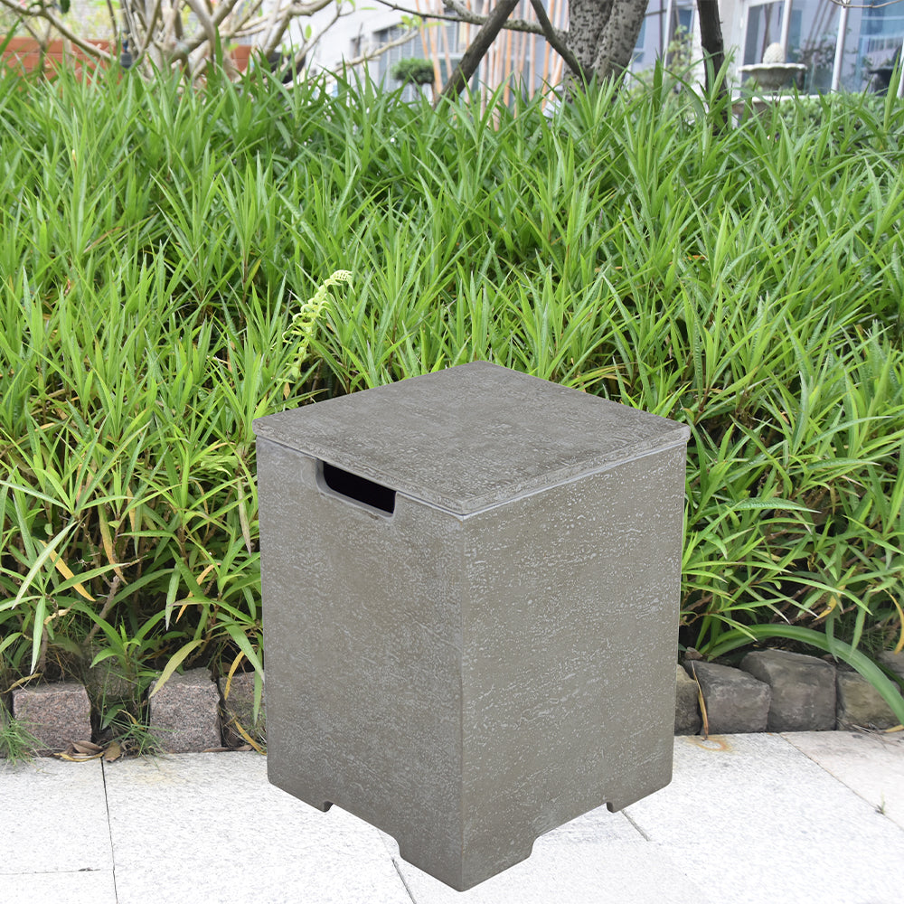 Elementi Plus Square Propane Tank Cover Hideaway Table - Light Grey, 15.7 x 15.7 x 20.5 Inches - view 2