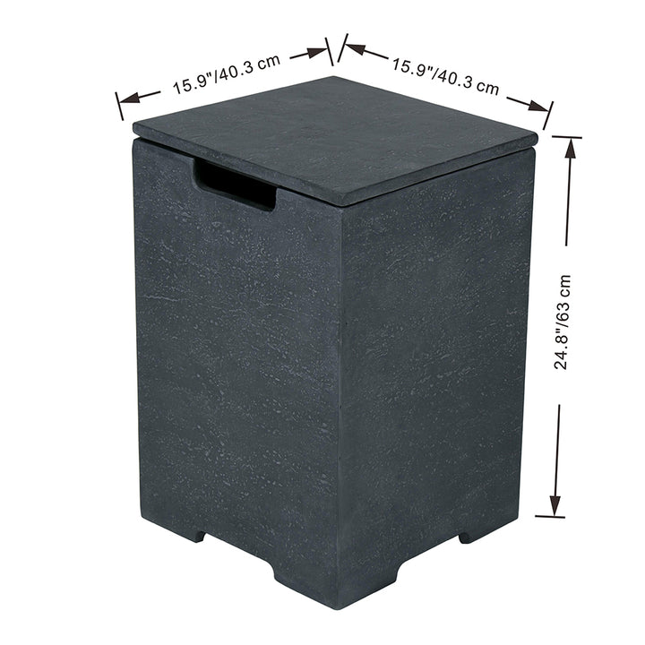 Elementi Plus Square Propane Tank Cover Hideaway Table - Dark Grey, 15.7 x 15.7 x 24.8 Inches