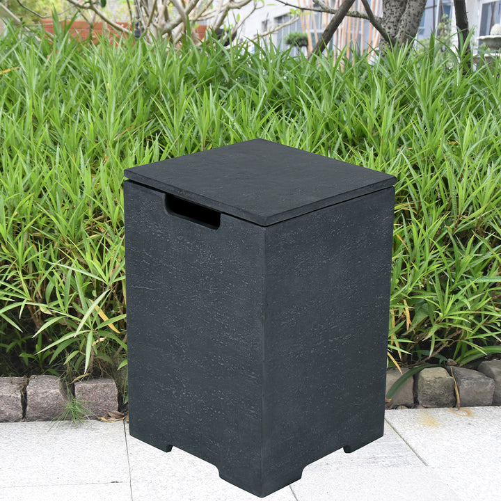 Elementi Plus Square Propane Tank Cover Hideaway Table - Dark Grey, 15.7 x 15.7 x 24.8 Inches