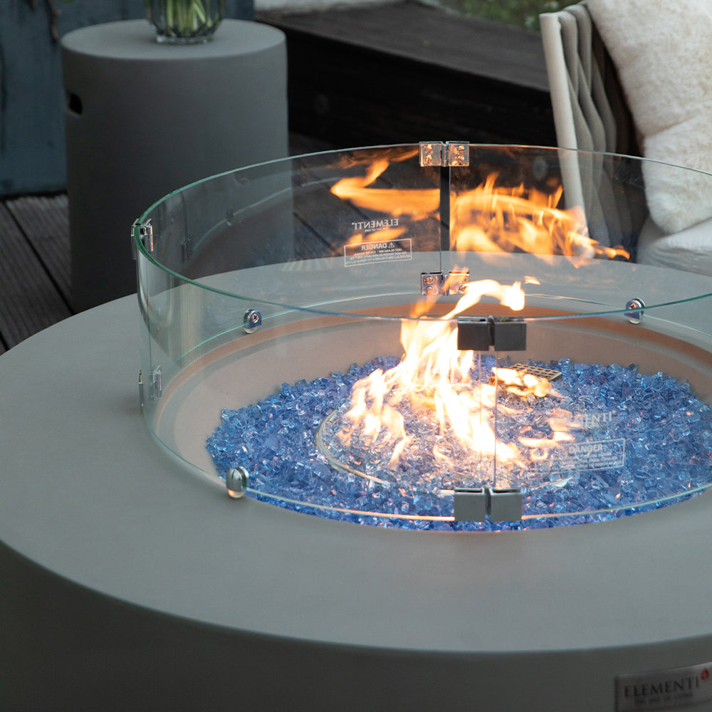 Elementi Plus Round Tempered Glass Wind Screen for Outdoor Fire Pit - 25.4 x 25.4 x 7.1 inches
