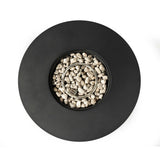 32" Round Propane Fire Pit Table with Wicker Base & Steel Lid, 50,000 BTU, Black, Volcanic Stones Included