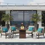 28" Square Propane Fire Pit Table, Steel, 50,000 BTU, Brown, Compact
