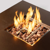 28" Square Propane Fire Pit Table, Steel, 50,000 BTU, Brown, Compact
