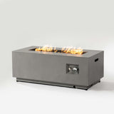 42" Rectangular Low-Profile Propane Fire Pit Table with Glass Wind Guard, Steel, 50,000 BTU, Grey