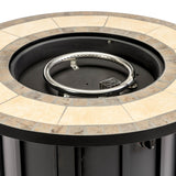 30" Round Propane Fire Pit Table with Mosaic Ceramic Tile Top, Steel Base, 50,000 BTU, Brown