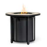 30" Round Propane Fire Pit Table with Mosaic Ceramic Tile Top, Steel Base, 50,000 BTU, Brown