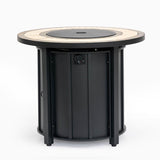30" Round Propane Fire Pit Table with Mosaic Ceramic Tile Top, Steel Base, 50,000 BTU, Brown