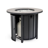 30" Round Propane Fire Pit Table, Solid Iron, 50,000 BTU, Brown, Includes Lid & Rain Cover