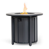 30" Round Propane Fire Pit Table, Solid Iron, 50,000 BTU, Brown, Includes Lid & Rain Cover