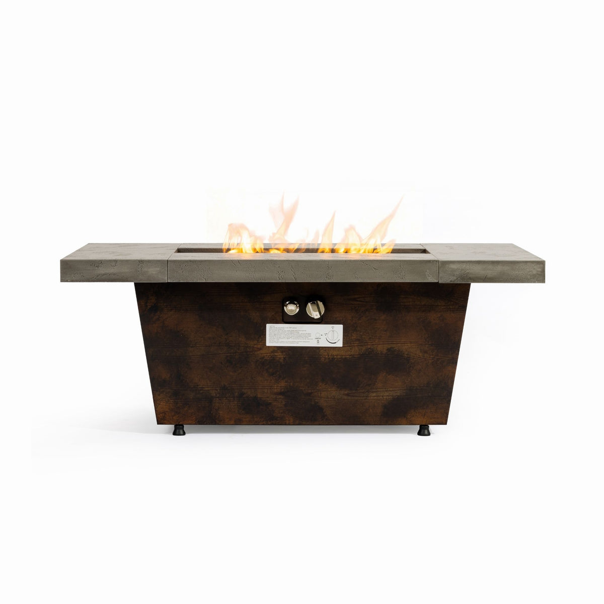 42" Rectangular Propane Fire Pit Table with Removable Lid, Iron & Alloy Frame, 50,000 BTU, Grey/Brown