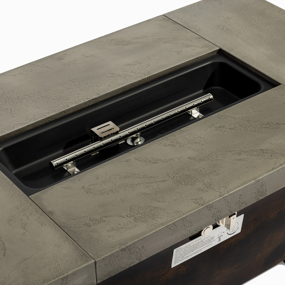 42" Rectangular Propane Fire Pit Table with Removable Lid, Iron & Alloy Frame, 50,000 BTU, Grey/Brown