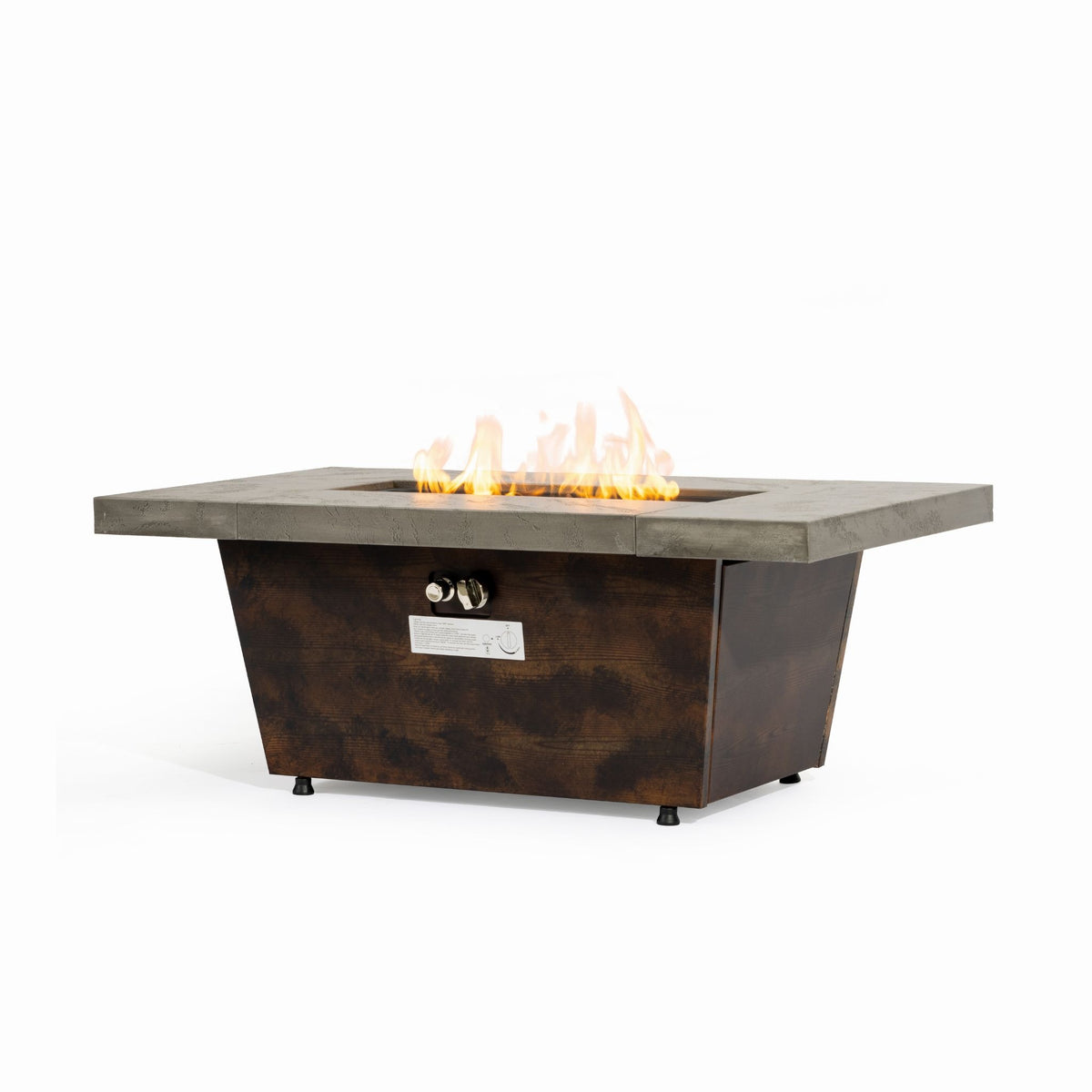 42" Rectangular Propane Fire Pit Table with Removable Lid, Iron & Alloy Frame, 50,000 BTU, Grey/Brown