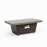 42-inch rectangular propane fire pit table with grey top and brown base, shown from front angle