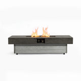 48" Rectangular Propane Fire Pit Table, Concrete-Look GRC, 50,000 BTU, Grey, Removable Lid, Large