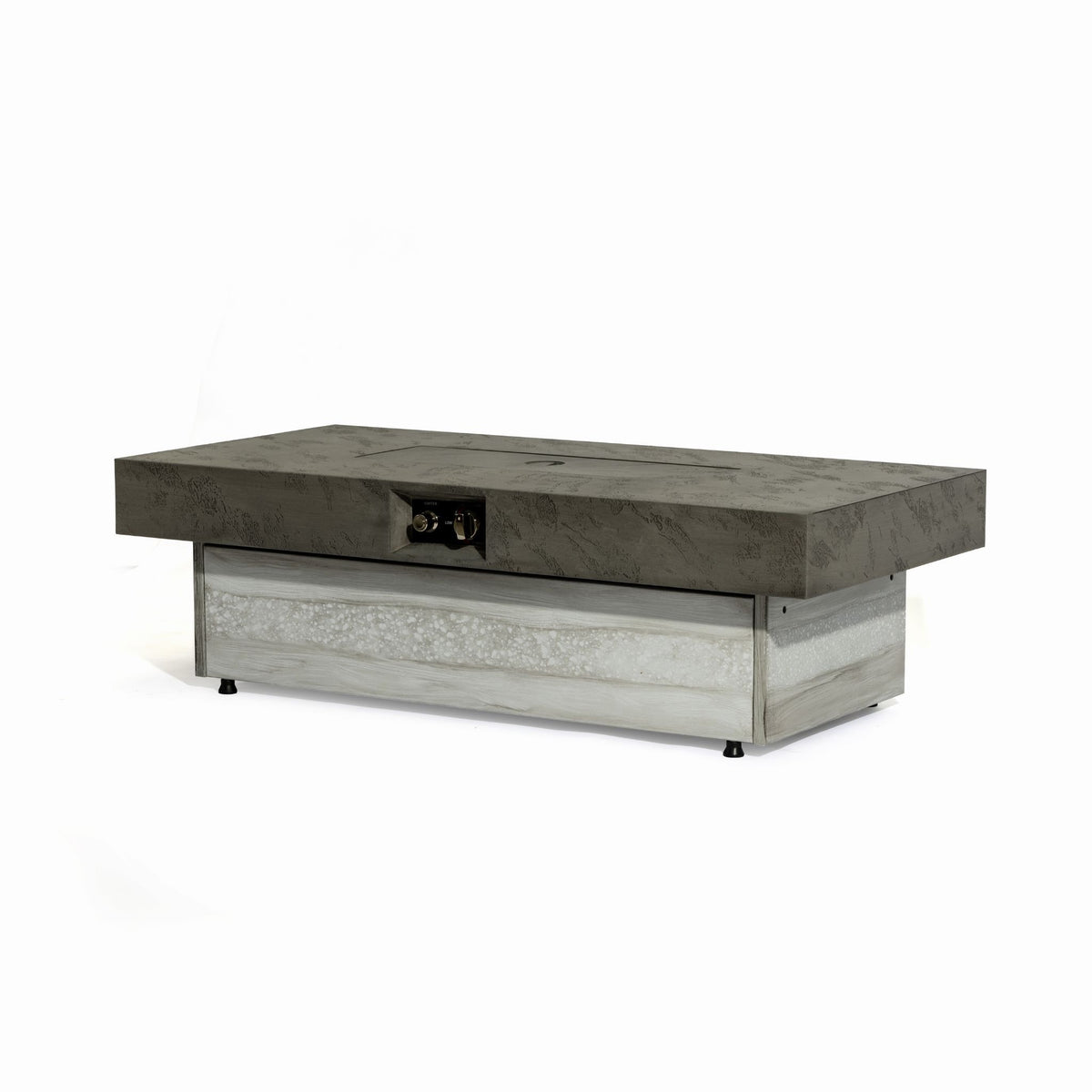 48" Rectangular Propane Fire Pit Table, Concrete-Look GRC, 50,000 BTU, Grey, Removable Lid, Large