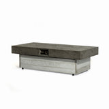 48" Rectangular Propane Fire Pit Table, Concrete-Look GRC, 50,000 BTU, Grey, Removable Lid, Large
