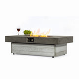 48" Rectangular Propane Fire Pit Table, Concrete-Look GRC, 50,000 BTU, Grey, Removable Lid, Large