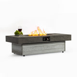 48" Rectangular Propane Fire Pit Table, Concrete-Look GRC, 50,000 BTU, Grey, Removable Lid, Large