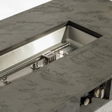48" Rectangular Propane Fire Pit Table, Concrete-Look GRC, 50,000 BTU, Grey, Removable Lid, Large