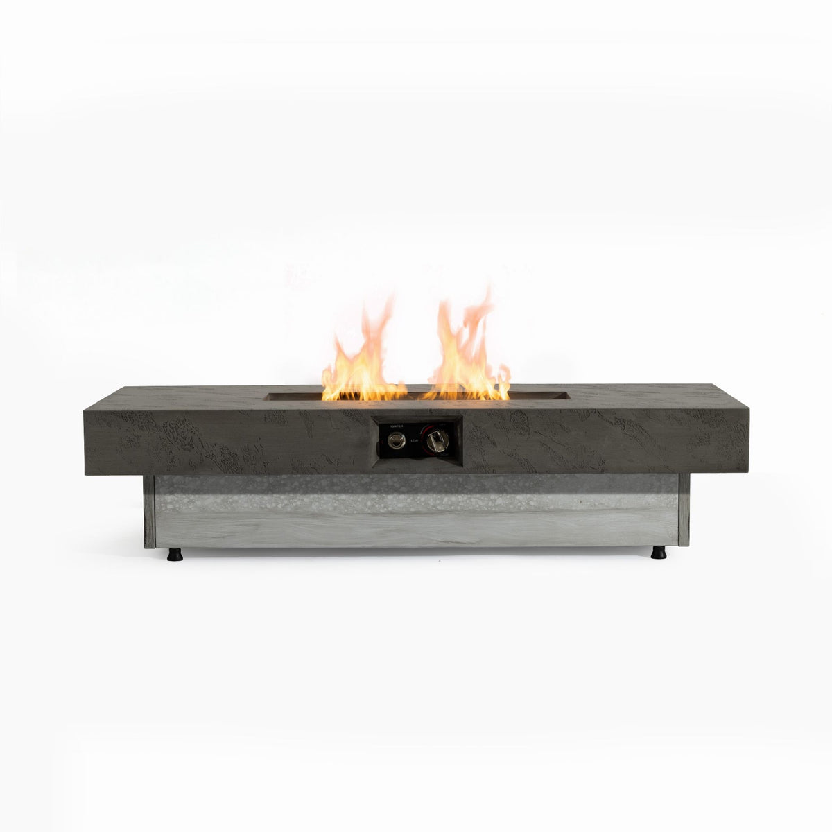 48" Rectangular Propane Fire Pit Table, Concrete-Look GRC, 50,000 BTU, Grey, Removable Lid, Large