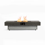 48" Rectangular Propane Fire Pit Table, Concrete-Look GRC, 50,000 BTU, Grey, Removable Lid, Large