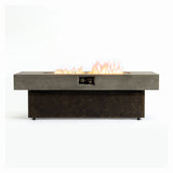55" Rectangular Propane Fire Pit Table, Concrete-Look GRC, 50,000 BTU, Grey, Fire Crystals, Extra-Large