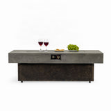 55" Rectangular Propane Fire Pit Table, Concrete-Look GRC, 50,000 BTU, Grey, Fire Crystals, Extra-Large