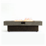 55" Rectangular Propane Fire Pit Table, Concrete-Look GRC, 50,000 BTU, Grey, Fire Crystals, Extra-Large