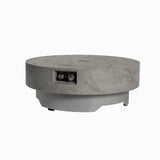 34" Round Propane Fire Pit Table, Concrete-Look GRC, 50,000 BTU, Grey, Includes Lid & Rain Cover