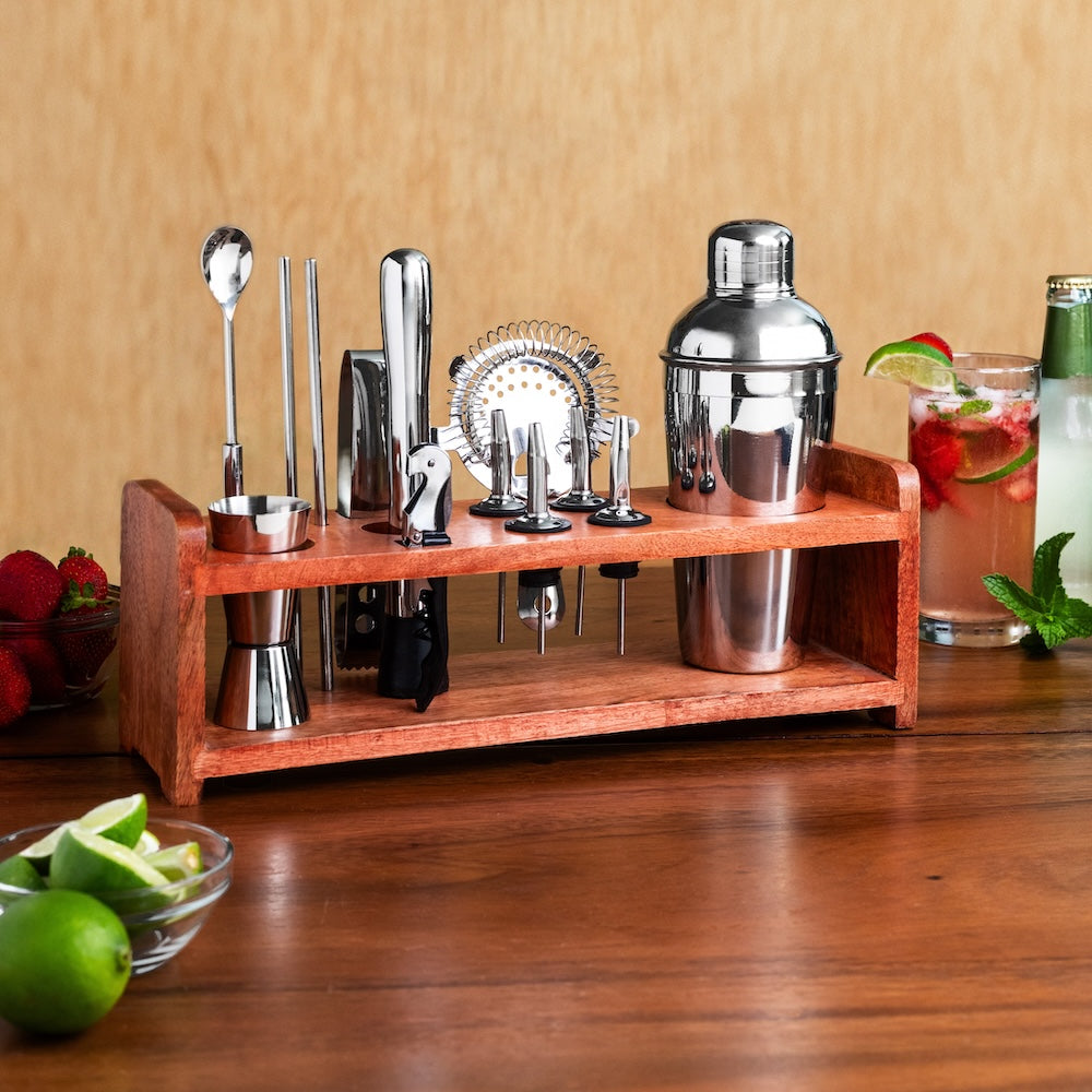 14-Piece Cocktail Shaker Set Bartender Kit with Stand