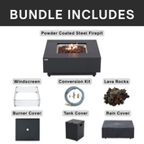 Propane Fire Pit Table Outdoor 50,000 BTU Firepits for Outside CSA Certified