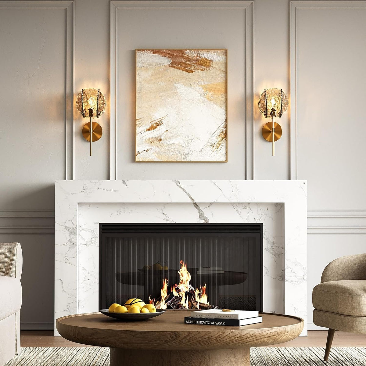 Brass Wall Sconce with Smoky Gray Glass Shade, Modern Wall Light