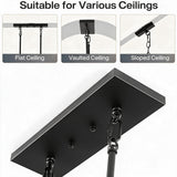 Five-light linear chandelier with smoky gray glass shades and matte black finish, shown from underside