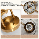 Close-up of gold bathroom vanity light base and mounting bracket