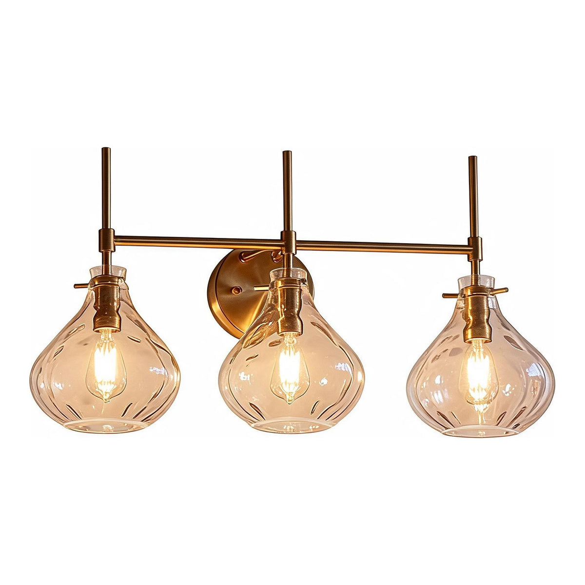 Bathroom Vanity Light, Three-Light Water Ripple Glass Shades