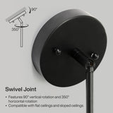Black swivel joint for kitchen island light with 90° vertical and 350° horizontal rotation