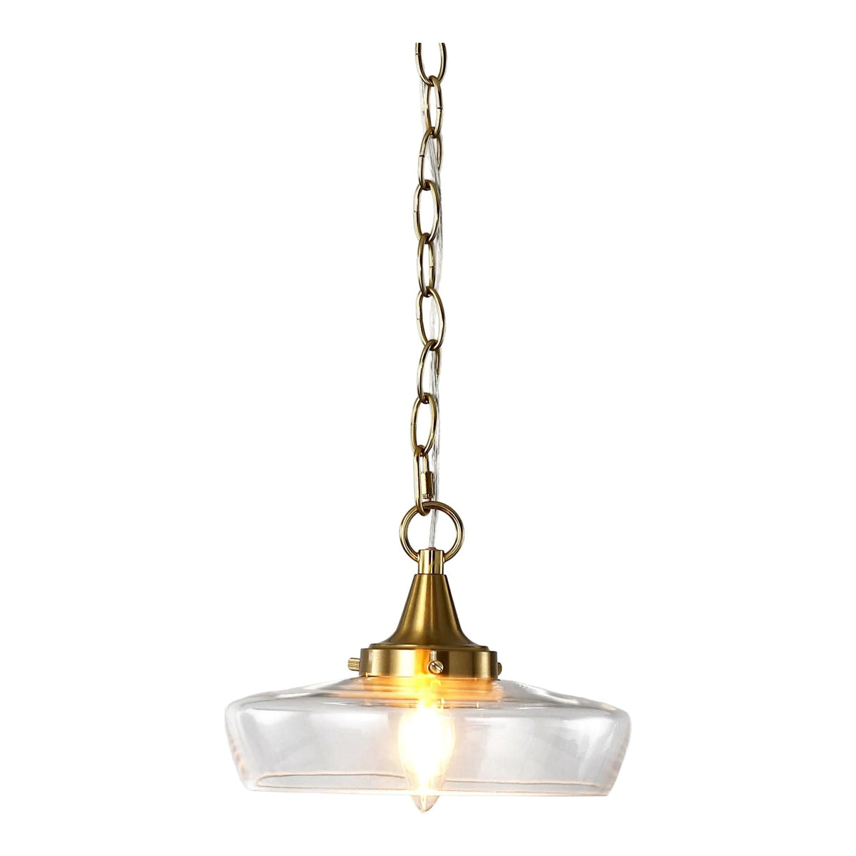 Gold Clear Glass Pendant Light with Adjustable Chain and Swivel Joint