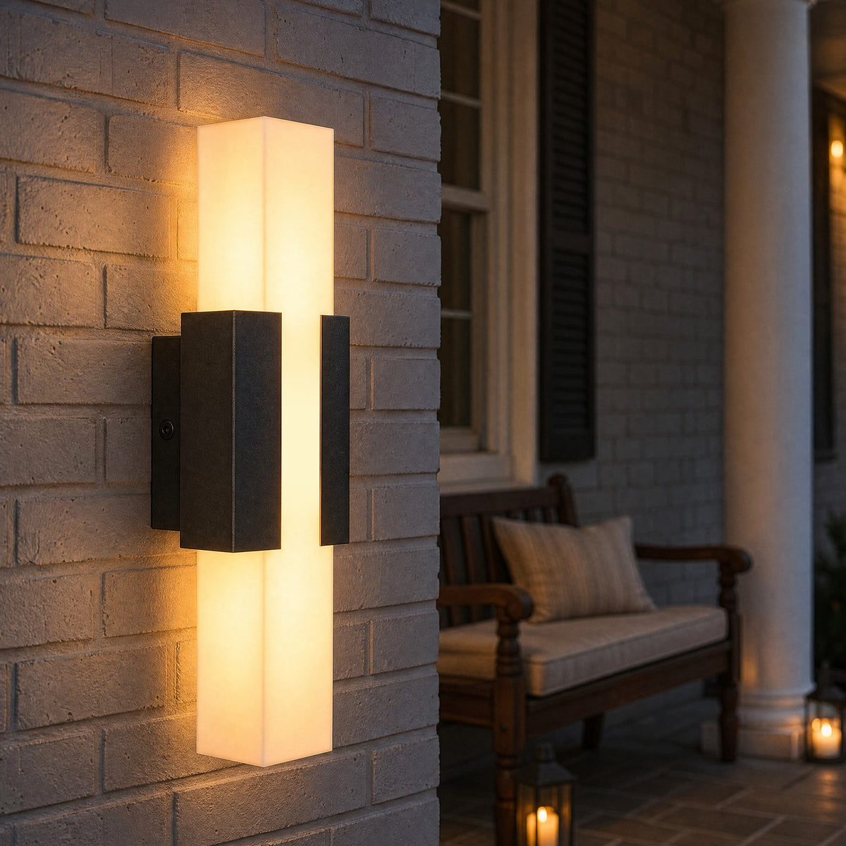 Black LED Outdoor Wall Light, Dimmable Acrylic Porch Light