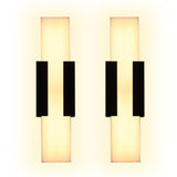 Black LED outdoor wall light with acrylic panels, shown from front view