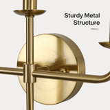 Close-up of gold brass wall sconce showing sturdy metal structure and mounting bracket